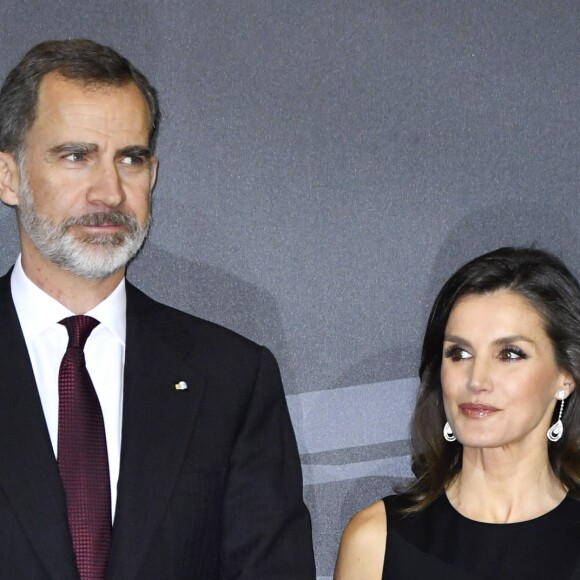 Le roi Felipe VI et la reine Letizia d'Espagne présidaient le 7 mars 2019 au concert à la mémoire des victimes du terrorisme, à l'auditorium national à Madrid.