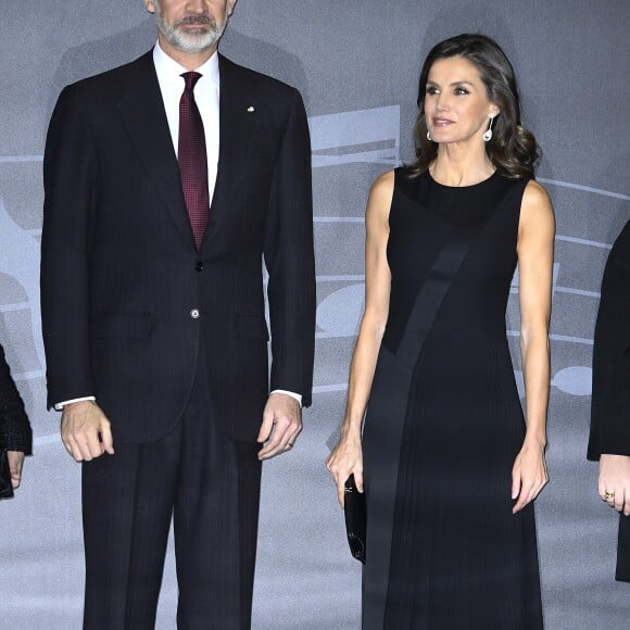 Le roi Felipe VI et la reine Letizia d'Espagne présidaient le 7 mars 2019 au concert à la mémoire des victimes du terrorisme, à l'auditorium national à Madrid.