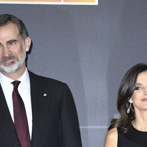 Le roi Felipe VI et la reine Letizia d'Espagne présidaient le 7 mars 2019 au concert à la mémoire des victimes du terrorisme, à l'auditorium national à Madrid.