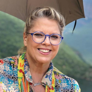 Laurence Boccolini radieuse en Afrique du Sud pour le tournage de "Je suis une célébrité, sortez-moi de là" (TF1) en mars 2019.