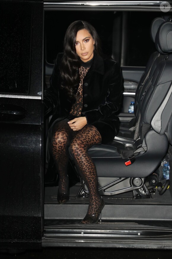 Kim Kardashian West à son arrivée chez Olivier Rousteing à Paris. Le 6 mars 2019.