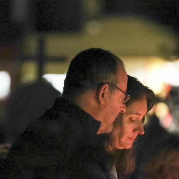 Jean Reno et sa femme Zofia Borucka - Laeticia Hallyday, ses filles Jade et Joy, Jean Reno et sa femme Zofia ainsi que Charlotte Gainsbourg en famille se recueillent sur la tombe de J. Hallyday au cimetière de Lorient à Saint-Barthélemy, le 19 février 2019.