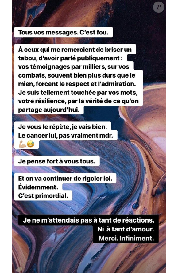 Agathe Auproux donne de ses nouvelles sur Instagram après avoir annoncé être atteinte d'un cancer, le 12 mars 2019.