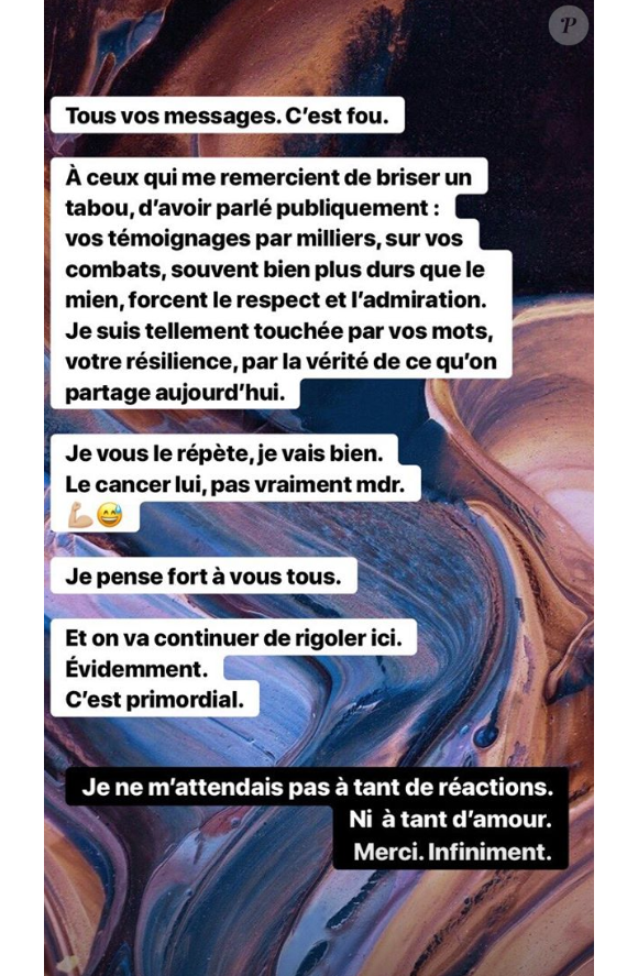 Agathe Auproux donne de ses nouvelles sur Instagram après avoir annoncé être atteinte d'un cancer, le 12 mars 2019.