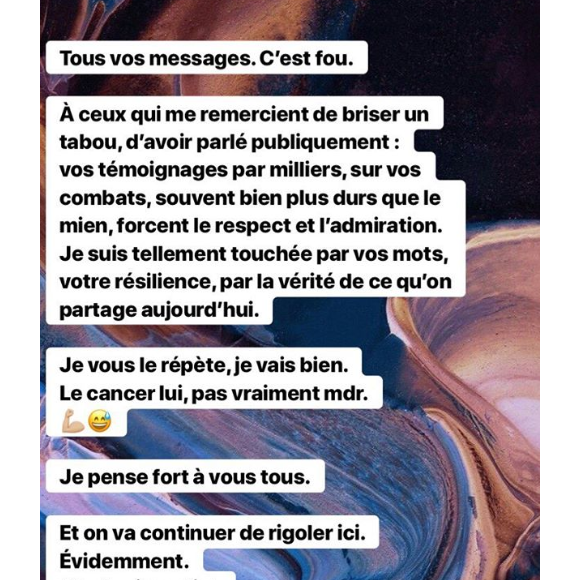 Agathe Auproux donne de ses nouvelles sur Instagram après avoir annoncé être atteinte d'un cancer, le 12 mars 2019.