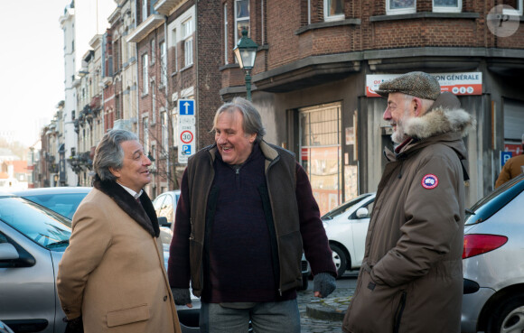 Image du tournage du film Convoi Exceptionnel avec Bertrand Blier, Christian Clavier et Gérard Depardieu