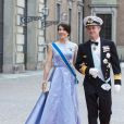 Le prince Frederik et la princesse Mary de Danemark au mariage du prince Carl Philip de Suède et Sofia Hellqvist à la chapelle du palais royal à Stockholm le 13 juin 2015