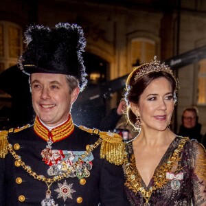 Le prince Frederik de Danemark et la princesse Mary de Danemark au banquet du Nouvel An 2019 de la famille royale de Danemark au palais d'Amalienborg à Copenhague, le 1er janvier 2019.