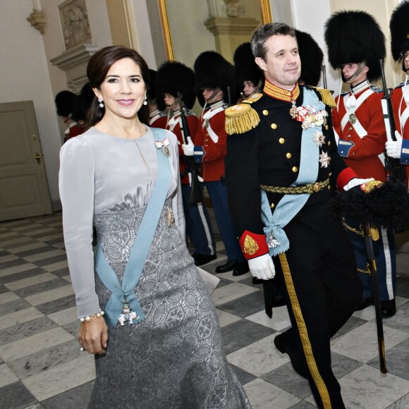 Le prince Frederik de Danemark et la princesse Mary au banquet royal annuel pour les diplomates et ambassadeurs au chateau de Christiansborg à Copenhague le 3 janvier 2019.