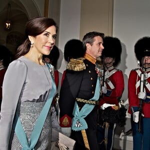 Le prince Frederik de Danemark et la princesse Mary au banquet royal annuel pour les diplomates et ambassadeurs au chateau de Christiansborg à Copenhague le 3 janvier 2019.