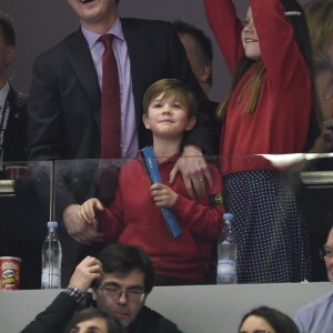 Le prince Frederik et la princesse Mary de Danemark avec leurs enfants lors de la finale du championnat du monde de handball opposant le Danemark à la Norvège à Herning, le 27 janvier 2019.