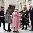 La reine Elisabeth II d'Angleterre et Kate Catherine Middleton, duchesse de Cambridge, viennent inaugurer la ré-ouverture de la "Bush House" à Londres. Le 19 mars 2019