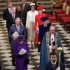 La reine Elisabeth II d'Angleterre, le prince Charles, prince de Galles, et Camilla Parker Bowles, duchesse de Cornouailles, le prince William, duc de Cambridge, et Catherine (Kate) Middleton, duchesse de Cambridge, le prince Harry, duc de Sussex, et Meghan Markle, duchesse de Sussex, enceinte, - La famille royale britannique à la messe en l'honneur de la journée du Commonwealth à l'abbaye de Westminster à Londres, Royaume Uni, le 11 mars 2019.