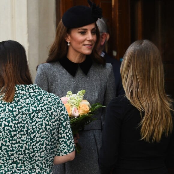 La reine Elisabeth II d'Angleterre et Kate Catherine Middleton, duchesse de Cambridge, viennent inaugurer la ré-ouverture de la "Bush House" à Londres. Le 19 mars 2019