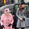 La reine Elisabeth II d'Angleterre et Kate Catherine Middleton, duchesse de Cambridge, viennent inaugurer la ré-ouverture de la "Bush House" à Londres. Le 19 mars 2019