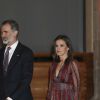 Le roi Felipe VI et la reine Letizia (robe Intropia) d'Espagne prenaient part le 19 mars 2019 à la remise des Prix de la Culture espagnole 2017 au musée du Prado à Madrid.