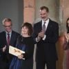 Le roi Felipe VI et la reine Letizia (robe Intropia) d'Espagne prenaient part le 19 mars 2019 à la remise des Prix de la Culture espagnole 2017 au musée du Prado à Madrid.