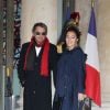 Jean-Michel Jarre et sa compagne Gong Li - Dîner d'Etat du président de la République française en l'honneur du président de la République populaire de Chine lors de sa visite d'Etat en France du 24 au 26 mars 2019, au Palais de l'Elysée, à Paris, France, le 25 mars 2019. © Dominique Jacovides/Bestimage
