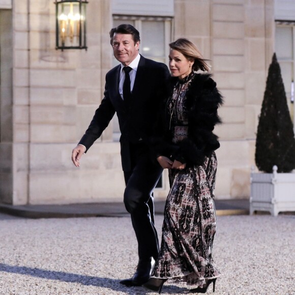 Christian Estrosi, maire de nice, et sa femme Laura Tenoudji - Dîner d'Etat du président de la République française Emmanuel Macron en l'honneur du président de la République populaire de Chine Xi Jinping lors de sa visite d'Etat en France du 24 au 26 mars 2019, au Palais de l'Elysée, à Paris, France, le 25 mars 2019. © Stéphane Lemouton/Bestimage