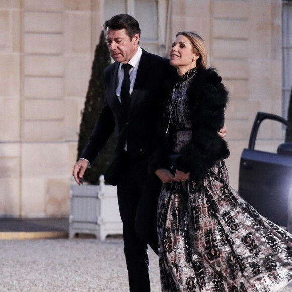 Christian Estrosi, maire de nice, et sa femme Laura Tenoudji - Dîner d'Etat du président de la République française Emmanuel Macron en l'honneur du président de la République populaire de Chine Xi Jinping lors de sa visite d'Etat en France du 24 au 26 mars 2019, au Palais de l'Elysée, à Paris, France, le 25 mars 2019. © Stéphane Lemouton/Bestimage