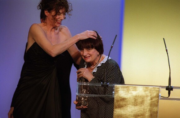 Agnès Varda et Jane Birkin lors des César à Paris le 25/02/2001