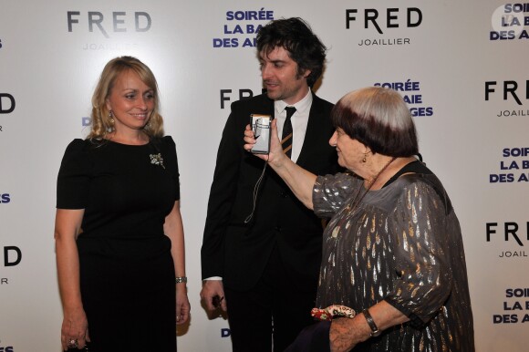 Agnes Varda avec sa fille Rosalie et son fils Mathieu Demy - Projection du film 'Baie des Anges' restaure et digitalise au Forum Grimaldi a Monaco le 20 mars 2013.
