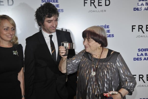 Agnes Varda avec sa fille Rosalie et son fils Mathieu Demy - Projection du film 'Baie des Anges' restaure et digitalise au Forum Grimaldi a Monaco le 20 mars 2013.