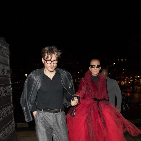 Céline Dion et Pepe Munoz arrivent au restaurant Girafe à Paris, France, le 27 janvier 2019.