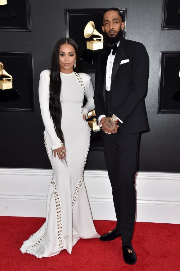 Lauren London et son compagnon, le rappeur Nipsey Hussle aux Grammy Awards. Los Angeles, le 10 février 2019.