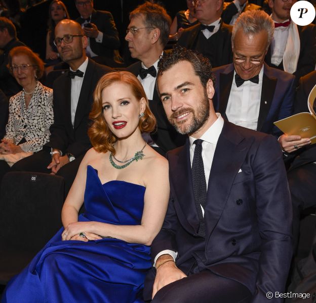 Jessica Chastain et son mari Gian Luca Passi de Preposulo - 54e cérémonie des Goldene Kamera, à Berlin, le 30 mars 2019