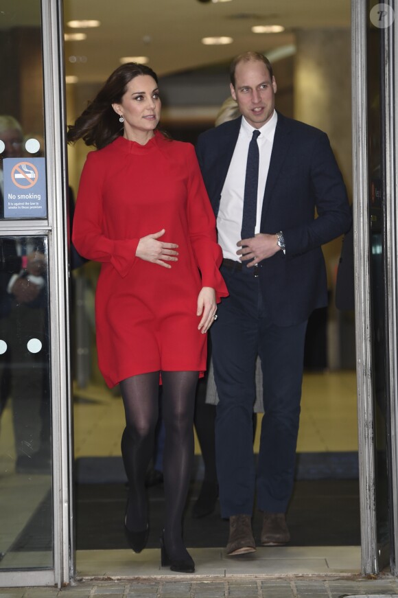 Le prince William, duc de Cambridge, et Catherine Kate Middleton, duchesse de Cambridge (enceinte) lors du Children's Global Media Summit à Manchester le 6 décembre 2017.