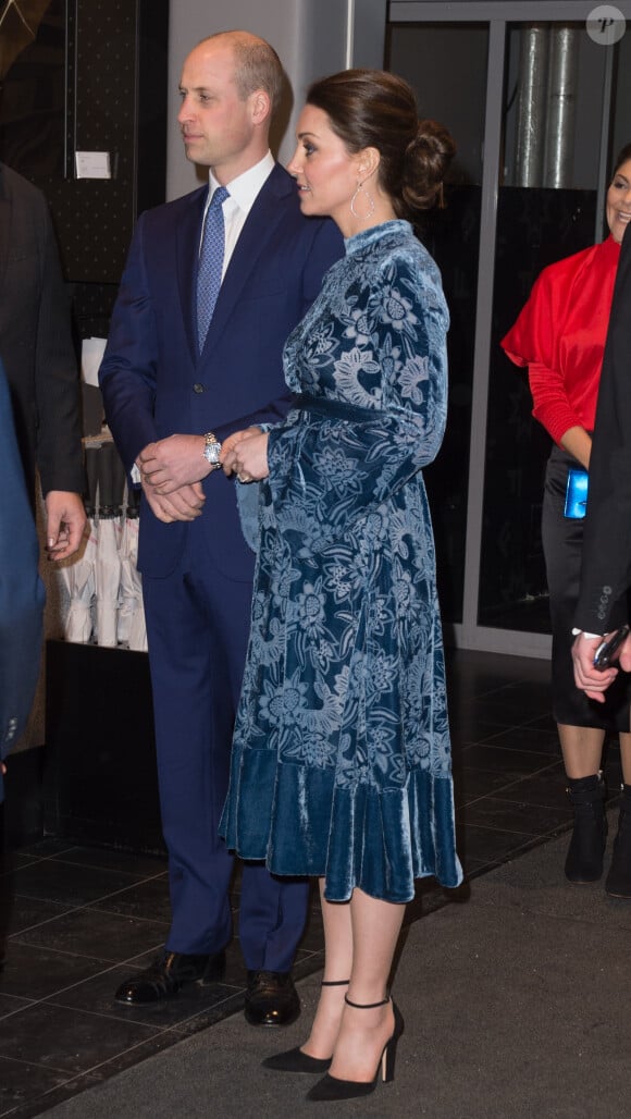 Le prince William, duc de Cambridge, et Catherine (Kate) Middleton, duchesse de Cambridge, en compagnie du prince Daniel et de la princesse Victoria de Suède, lors d'une réception à la galerie Fotografiska à Stockholm, le 31 janvier 2018.