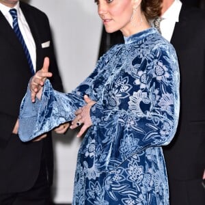 Catherine Kate Middleton (enceinte), duchesse de Cambridge lors d'une réception à la galerie Fotografiska à Stockholm, un musée consacré à la photographie le 31 janvier 2018.