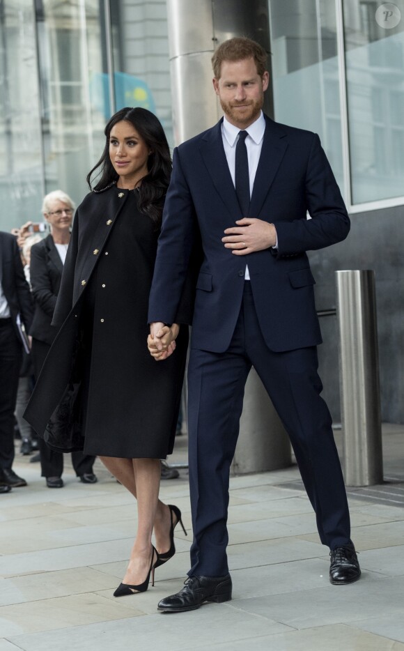 Le prince Harry, duc de Sussex, Meghan Markle, duchesse de Sussex; - Le duc et la duchesse de Sussex viennent signer le livre des condoléances à New Zealand House à Londres en hommage aux victimes de la tuerie de Christchurch. Londres, le 19 mars 2019