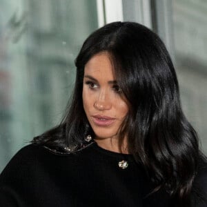 Meghan Markle, duchesse de Sussex, - Le duc et la duchesse de Sussex viennent signer le livre des condoléances à New Zealand House à Londres en hommage aux victimes de la tuerie de Christchurch. Londres, le 19 mars 2019. 19 March 2019.