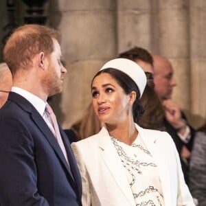 Le prince Harry, duc de Sussex, et Meghan Markle, duchesse de Sussex, enceinte, - La famille royale britannique à la messe en l'honneur de la journée du Commonwealth à l'abbaye de Westminster à Londres, Royaume Uni, le 11 mars 2019. 