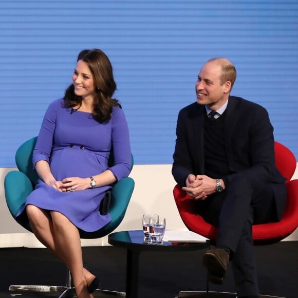 Catherine Kate Middleton (enceinte), duchesse de Cambridge et le prince William, duc de Cambridge lors du premier forum annuel de la Fondation Royale à Londres le 28 février 2018.