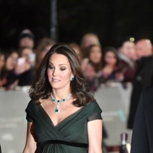 Le prince William, duc de Cambridge, et Catherine (Kate) Middleton, duchesse de Cambridge, (enceinte), à la 71ème cérémonie des British Academy Film Awards (BAFTA) au Royal Abert Hall à Londres, le 18 février 2018.