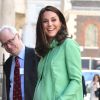 Catherine (Kate) Middleton, duchesse de Cambridge, enceinte arrive à la Société Royale de Médecine à Londres, Royaume Uni, le 21 mars 2018.