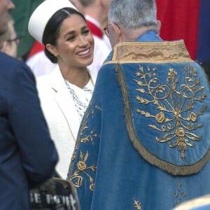 Meghan Markle, duchesse de Sussex (enceinte) - Arrivée de la famille royale britannique à la messe en l'honneur de la journée du Commonwealth à l'abbaye de Westminster à Londres, le 11 mars 2019.