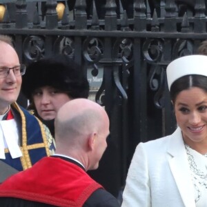 Meghan Markle, duchesse de Sussex (enceinte) - La famille royale britannique à la sortie de la messe en l'honneur de la journée du Commonwealth à l'abbaye de Westminster à Londres, le 11 mars 2019