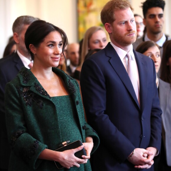 Le prince Harry, duc de Sussex, Meghan Markle, enceinte, duchesse de Sussex, lors de leur visite à Canada House dans le cadre d'une cérémonie pour la Journée du Commonwealth à Londres le 11 mars 2019.