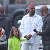 Exclusif - Kanye West accompagne sa fille North West ainsi que Penelope, Mason et Reign, les enfants de sa belle soeur Kourtney Kardashian, à la messe dominicale à Calabasas, le 3 mars 2019.