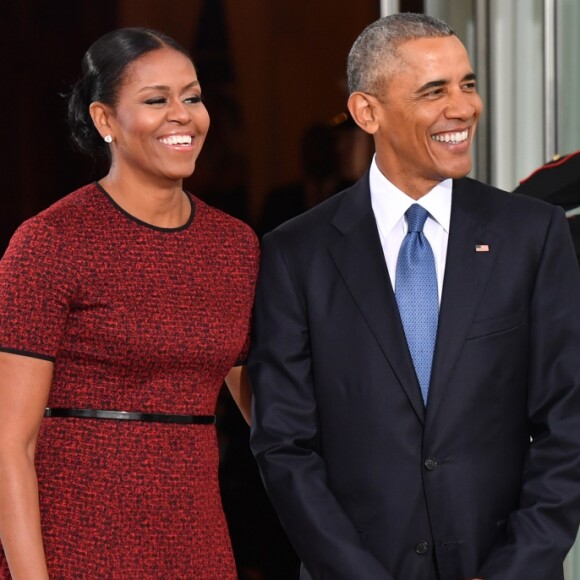 Michelle et Barack Obama à la Maison-Blanche, avant l'investiture de Donald Trump, 45e président des Etats-Unis. Washington, le 20 janvier 2017.