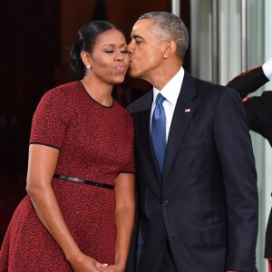 Michelle et Barack Obama à la Maison-Blanche, avant l'investiture de Donald Trump, 45e président des Etats-Unis. Washington, le 20 janvier 2017.