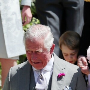 Doria Ragland, Le prince Charles, prince de Galles, et Camilla Parker Bowles, duchesse de Cornouailles - Les invités à la sortie de la chapelle St. George au château de Windsor, Royaume Uni, le 19 mai 2018.