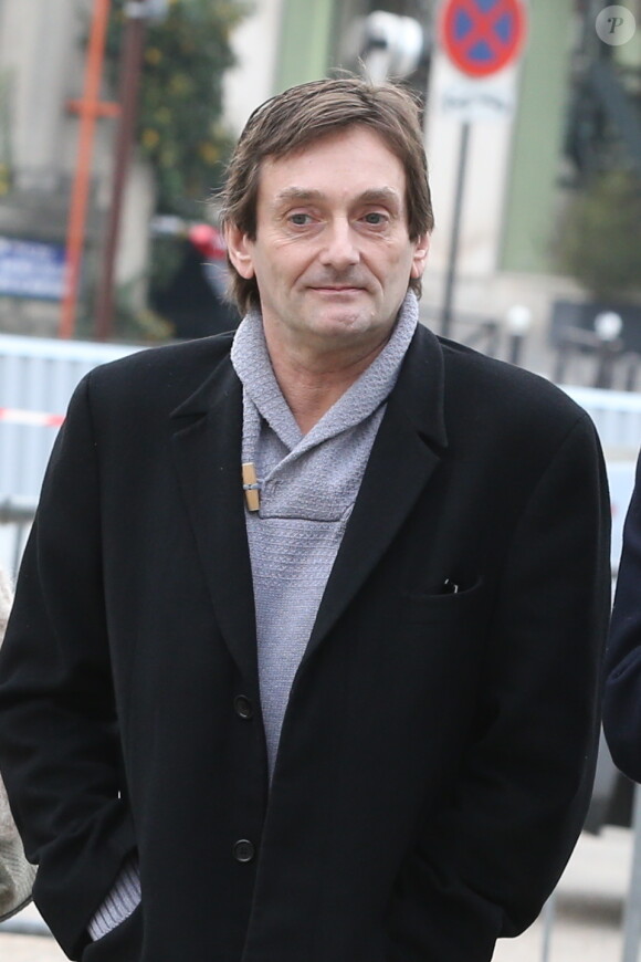 Pierre Palmade lors des obsèques de Véronique Colucci au cimetière communal de Montrouge, le 12 avril 2018.