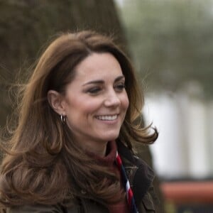 Catherine (Kate) Middleton, duchesse de Cambridge, se rend au siège des scouts de Gilwell Park pour en apprendre davantage sur leur nouvelle organisation et leur mode de vie. Londres, le 28 mars 2019