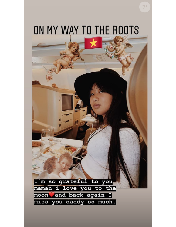 Jade Hallyday sur Instagram, le 15 avril 2019. Voyage au Vietnam avec sa mère Laeticia et Joy. Elles ont visité l'association de Laeticia Hallyday et Hélène Darroze "La bonne étoile", qui vient en aide aux orphelins vietnamiens.