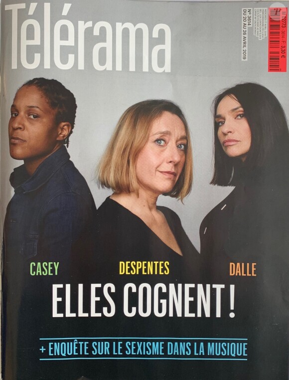 Casey, Virginie Despentes et Béatrice Dalle en couverture de "Télérama", en kiosques le 16 avril 2019.